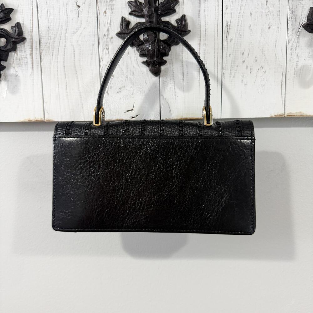 Brighton Black Leather Clutch Bag Gold Hardware EUC Missing Strap - Picture 7 of 7